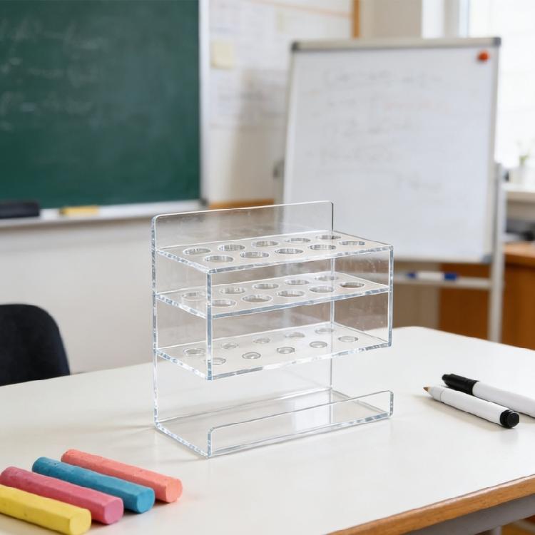 Double Layer Acrylic Whiteboard Marker Stand for 10 Pens And Eraser Classroom Conference Room Supplies