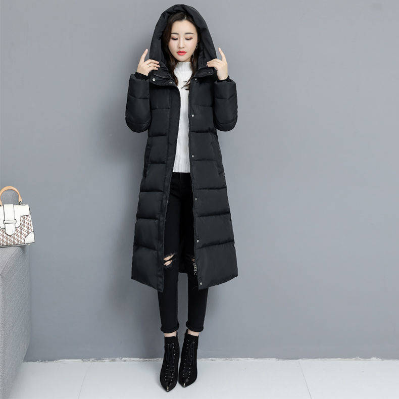 Autumn and winter down cotton-padded clothes women's medium and long slim-fitting large-size long knee-length cotton-padded clothes women's jackets