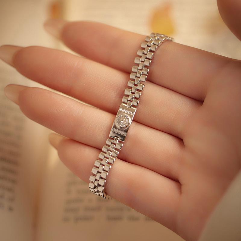 Banyan Tree S925 Silver Zircon Bracelet Watch Strap - Unisex Fashion Accessory