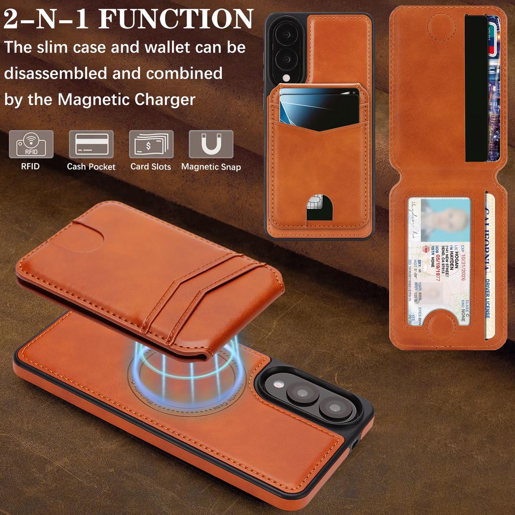 2 in 1 Detachable Business Magnetic Cards Solt Leather Case For Samsung S25 Ultra S24 Plus A16 A17 A26 Stand Shockproof Cover