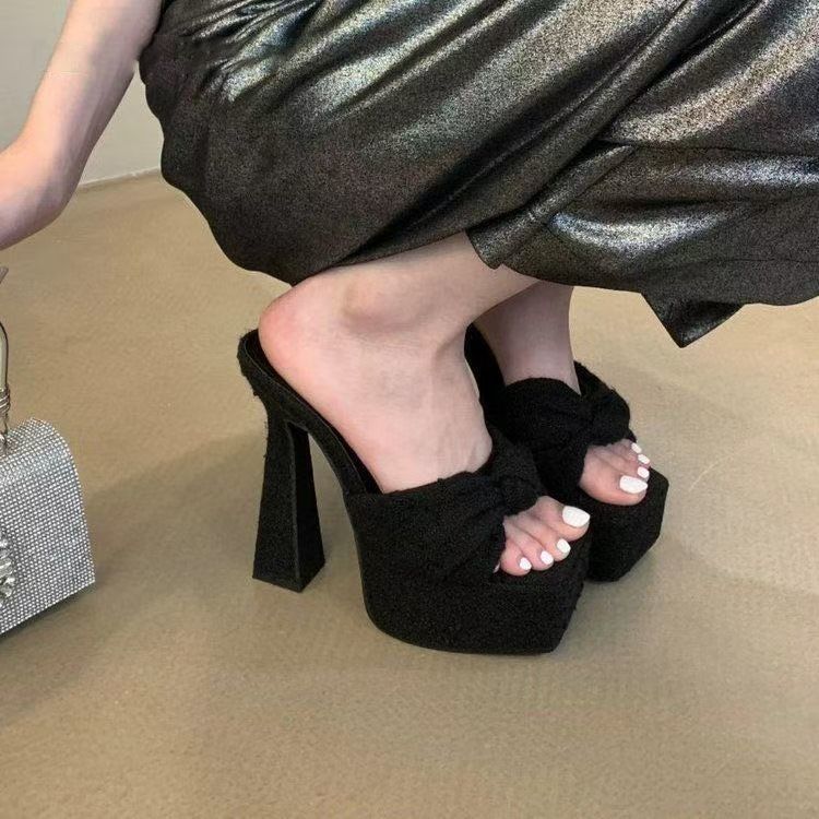 Gentle Pink Super High Heels Women's Thick Heels Cool Slippers Women's Summer Wear Waterproof Platform Platform Platform Sandals 2025 Summer New Model