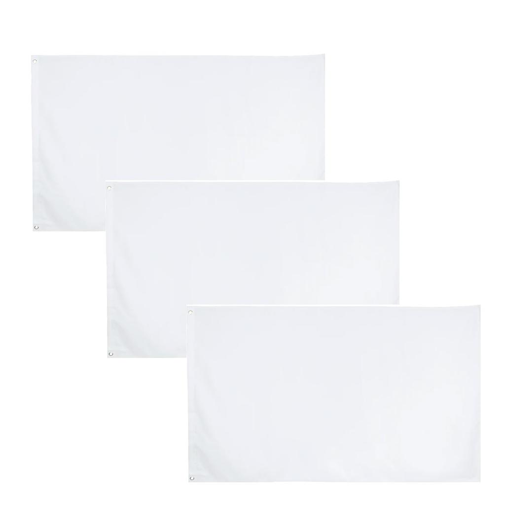 Hyack Flags, White, Plain, Class Flags, 90 X 150 Cm, Set of 3, Sports Day Flags with Grommets
