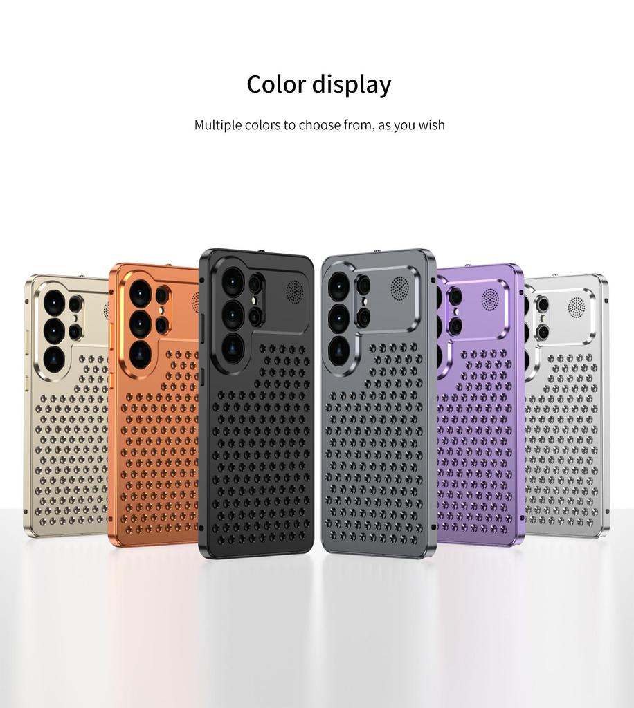Metal Heat Dissipation Aromatherapy Phone Case for Samsung S26 Ultra/S25U - Anti-Drop Full Coverage with Buckle.
