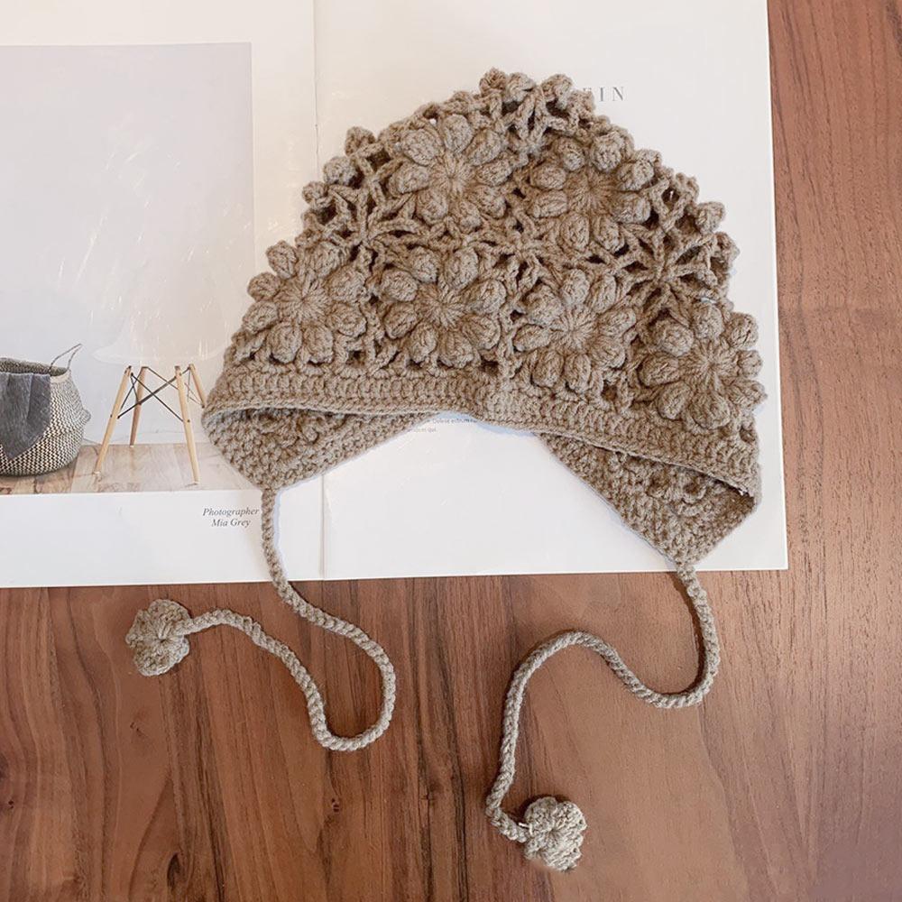Handmade Kids Knitted Hat Crochet Princess Cap Breathable Beret Cap  for Child Girls