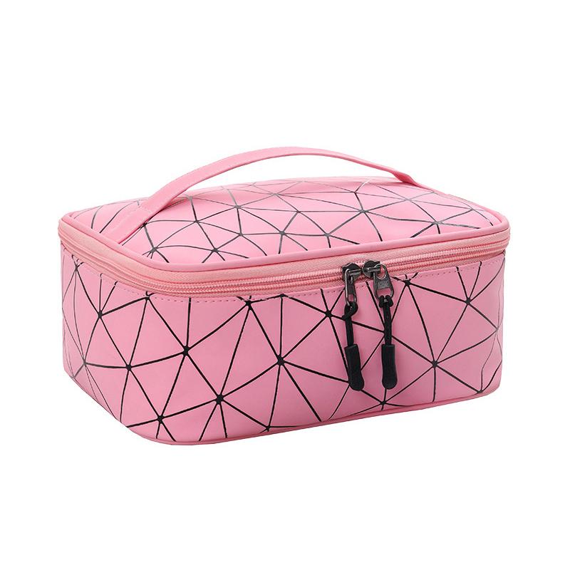 

Дорожная косметичка большой вместимости, водонепроницаемая женская косметичка, органайзер для туалетных принадлежностей, кейсы для макияжа, на молнии, моющийся бьюти-кейс розовый