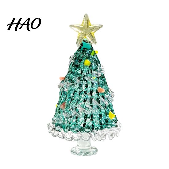 Kristallen Boom Bureauornament Handgeblazen Glas Kerstbeeldje, Mini Tafelbladornamenten Kerstornament, Handgemaakte Bureau Feestdecoratie Decoratief