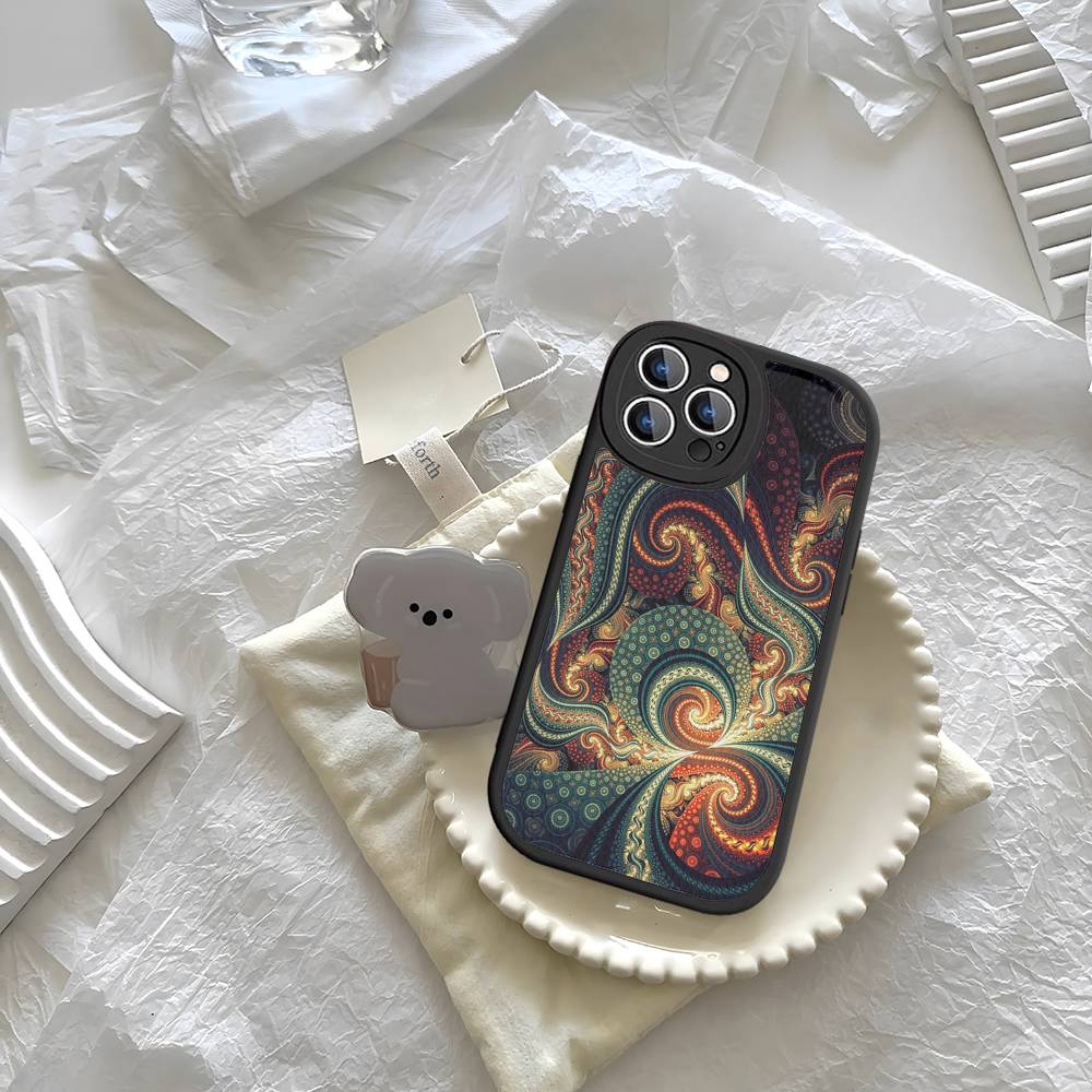 Mandala Painting Phone Case For iPhone 16 15 14 13 12 11 Pro Max Plus Leather Shockproof Cover
