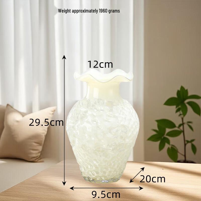 אגרטל פרחים מזכוכית בסגנון קלאסי קרם של Ruijie