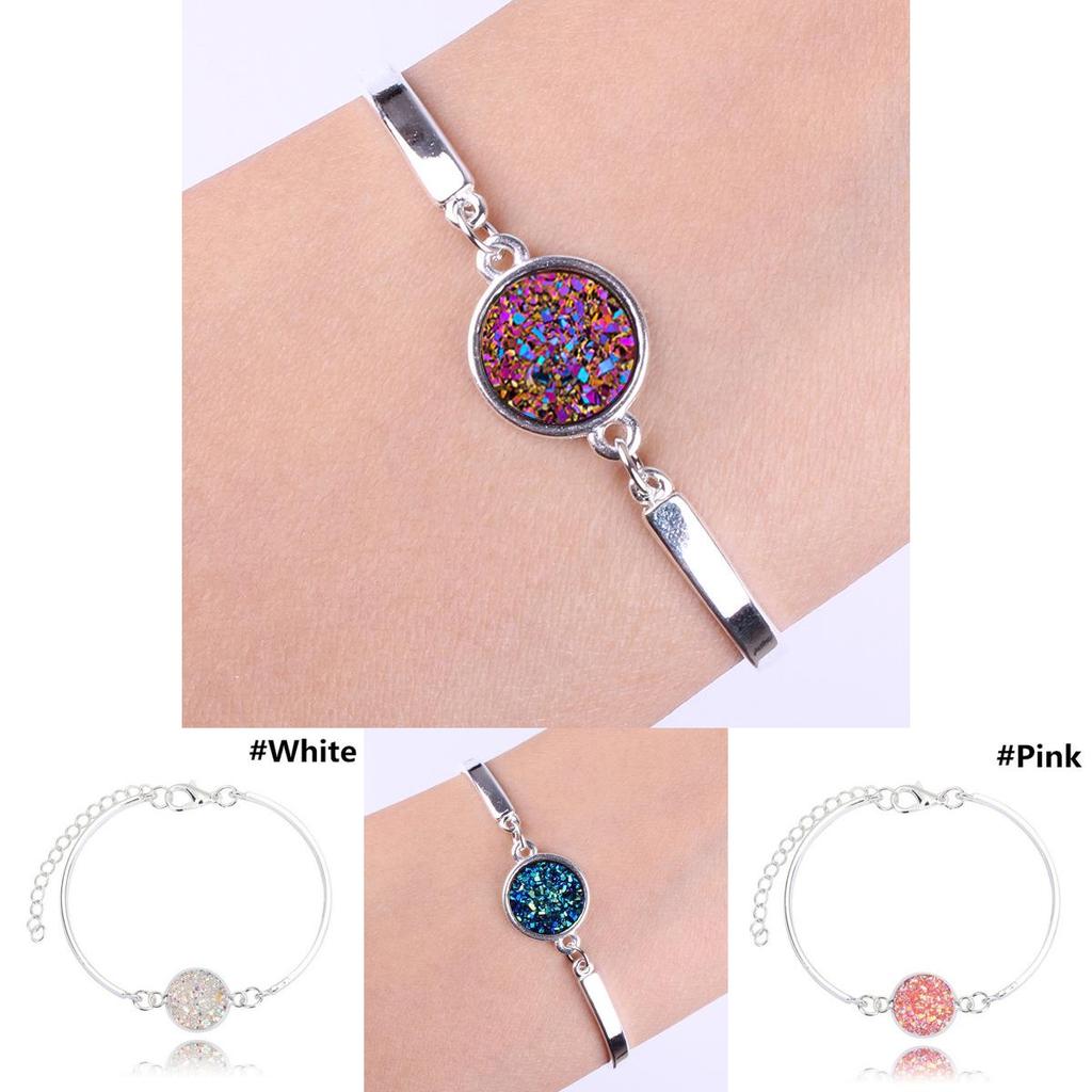 Elegant Druzy Vintage Natural Geode Stone Jewelry Rhinestone Pave Druse Bracelets