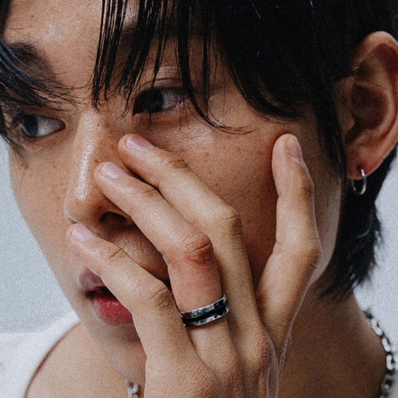 SCALETTO BLACK WSM012 Rough Black Line Ring