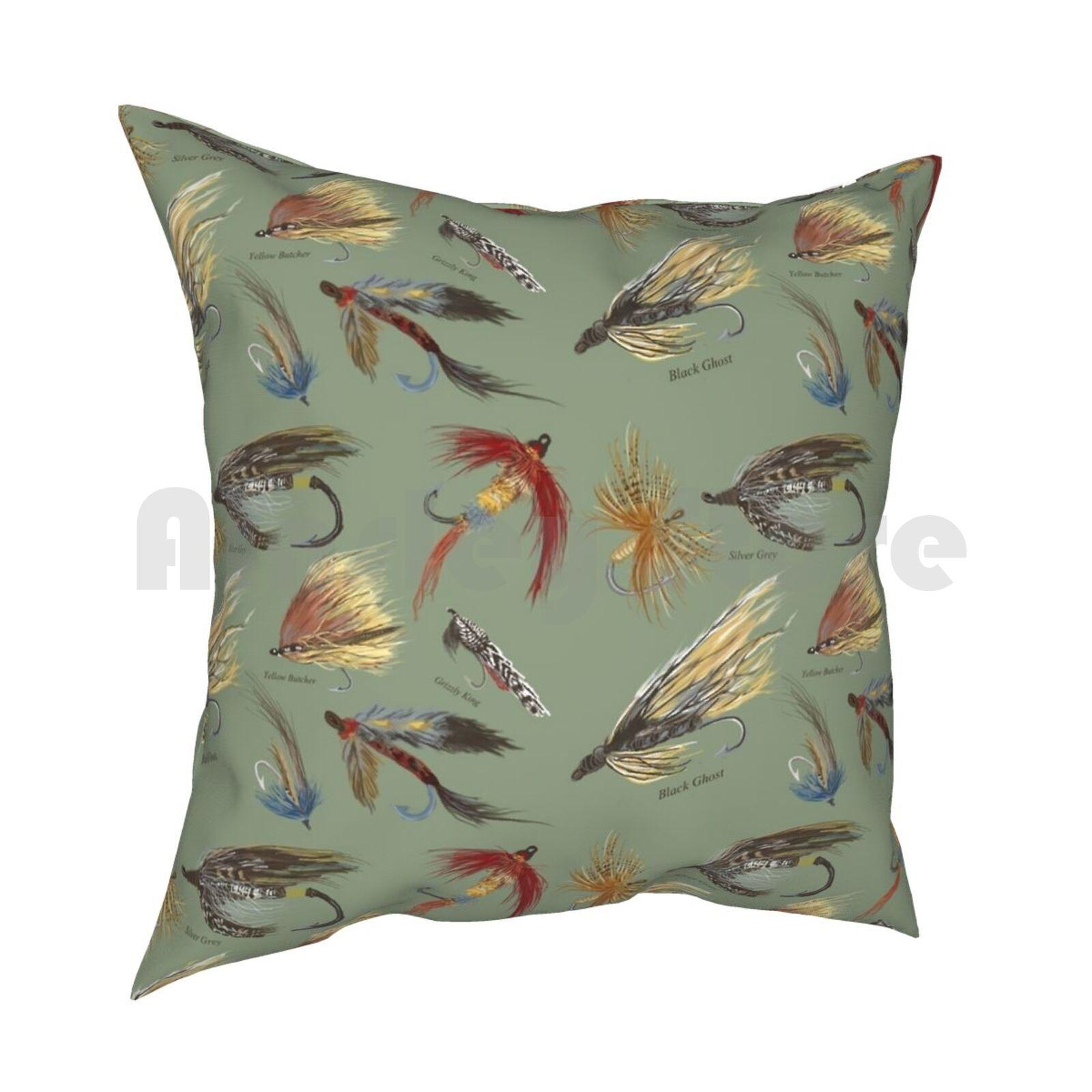 Нахлыстовая рыбалка с ручной вязкой мушек Наволочка с принтом Домашняя мягкая декоративная подушка Нахлыстовая рыбалка Рыболовные мушки Для улицы 30cmx30cm