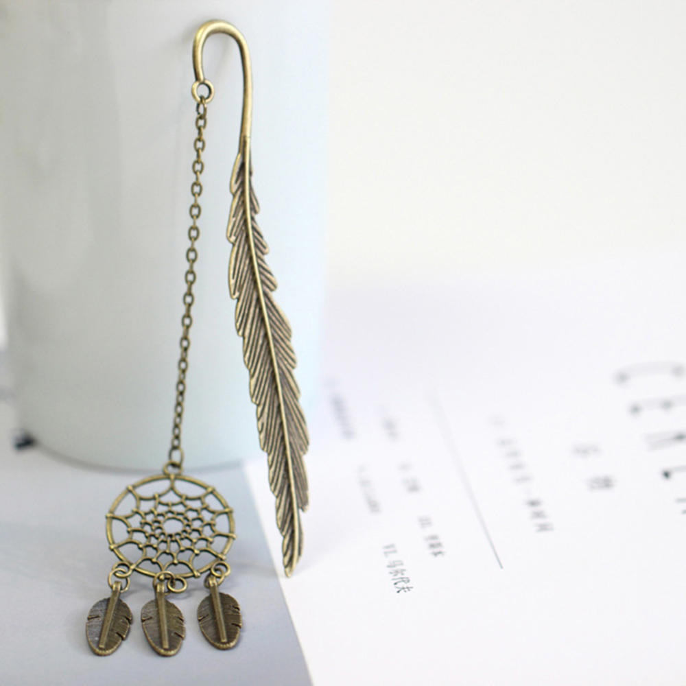 Metal Bookmark Feather Pendant Book Page Mark Student Stationery School Supplies Bookmarks Gift Book Marker Escolar Papelaria