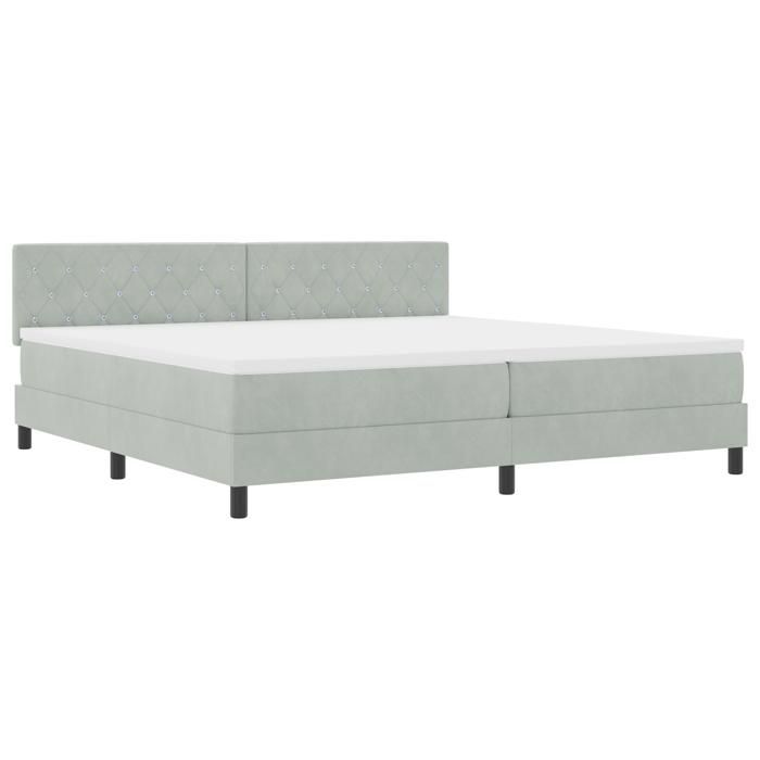 Lit avec sommier et matelas vidaXL Gris clair 200x200 cm Velours 3339128