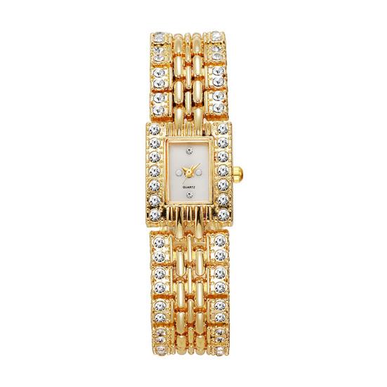 

Women Rhinestone Bracelet Watch Square Dial Classic Casual Formal Dress Quartz Movement Bangle Wristwatch золотистий