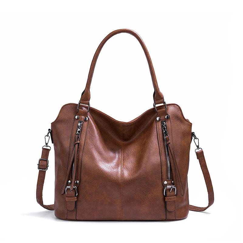 New Women's Bag Fashion Retro Korean Temperament Solid Color Soft Skin High Capacity Trend Versatile Lady Shoulder Bag