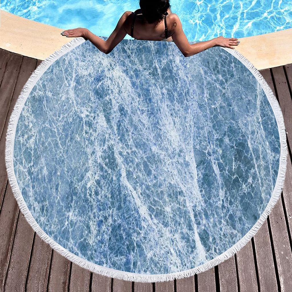 Abstract Marble Round Beach Blanket Microfiber Sand Resistant Beach Throw Towel Absorbent and Quick-drying Pool Towel Picnic Mat