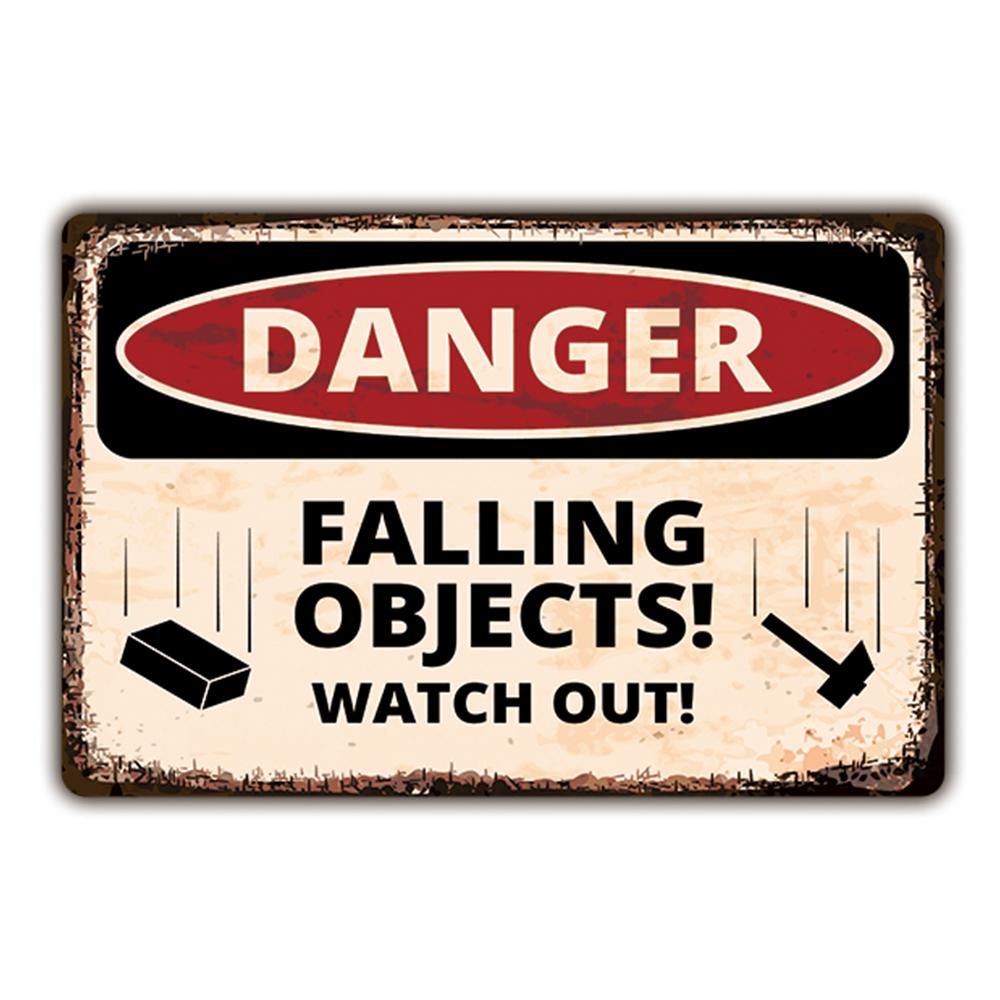 IBOOWU Danger DUST HAZARD Vintage Poster Retro Metal Tin Signs Wall Decor HIGH VOLTAGE Beware Warning Plaques