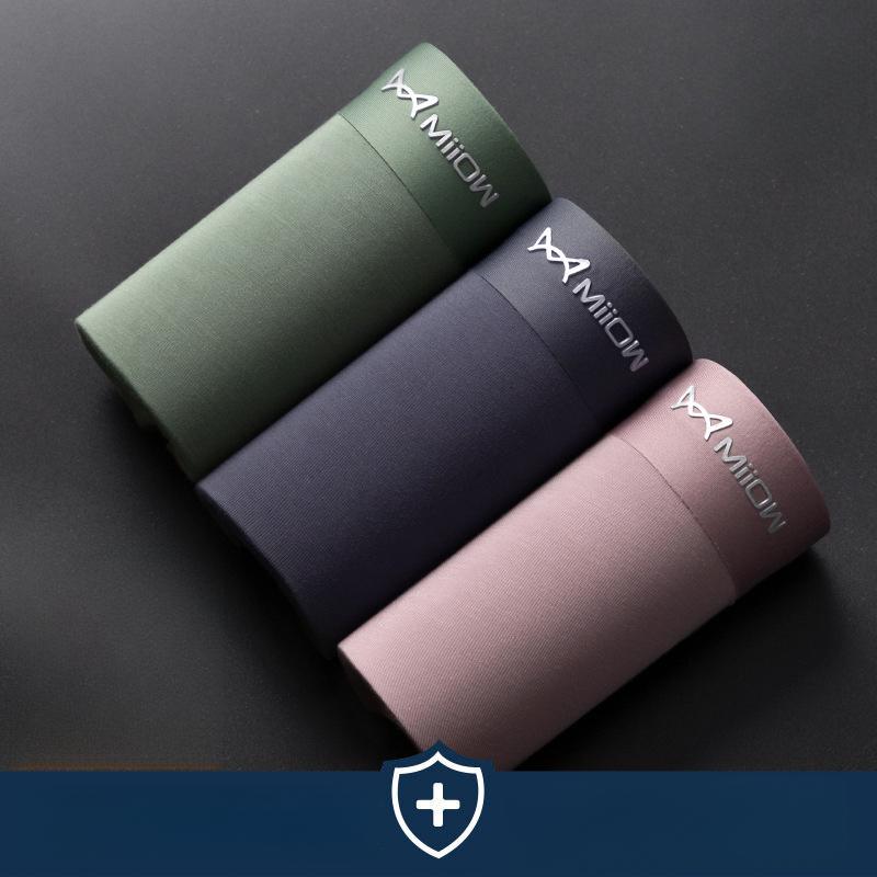 3pcs Men's Underwear Solid Color Four Cornered Pants with No Trace Plus Size Flat Cornered Pants Boxer Brief