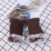 Thicken Warm Fingerless Mittens Suede Wrist Warmers Y2K Leopard Print Gloves  Women
