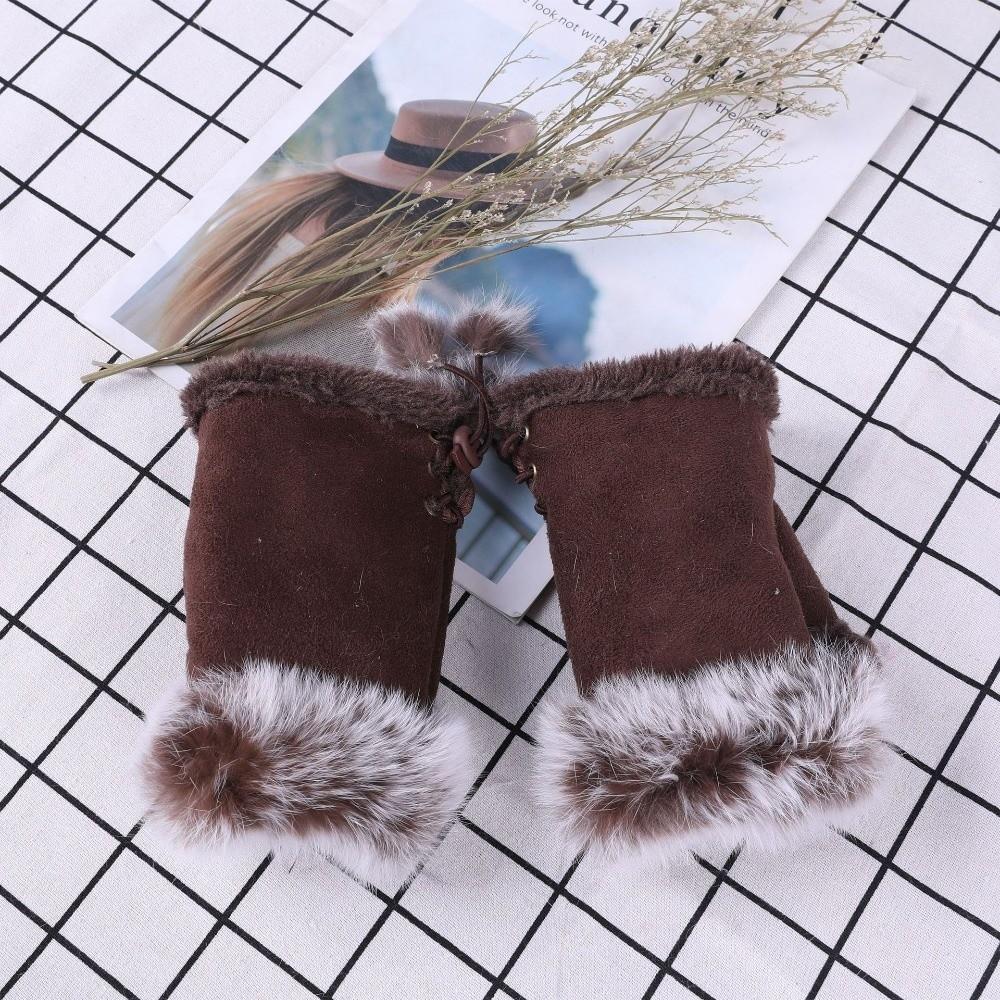 Thicken Warm Fingerless Mittens Suede Wrist Warmers Y2K Leopard Print Gloves  Women
