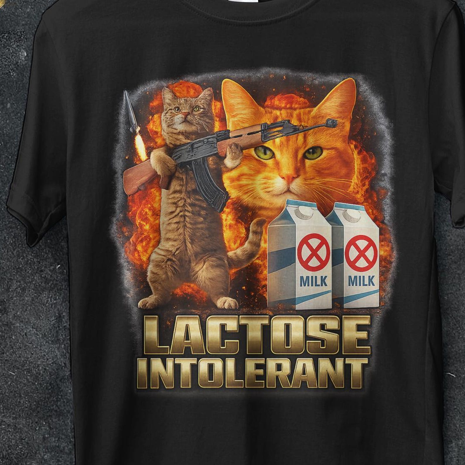 Lactose Intolerant, Vintage Shirt, Cringy Shirts, Gen Z, Humor Lactose Intolerant shirt, milk joke shirts, cow shirt, cat, gifts, bootleg 4XL