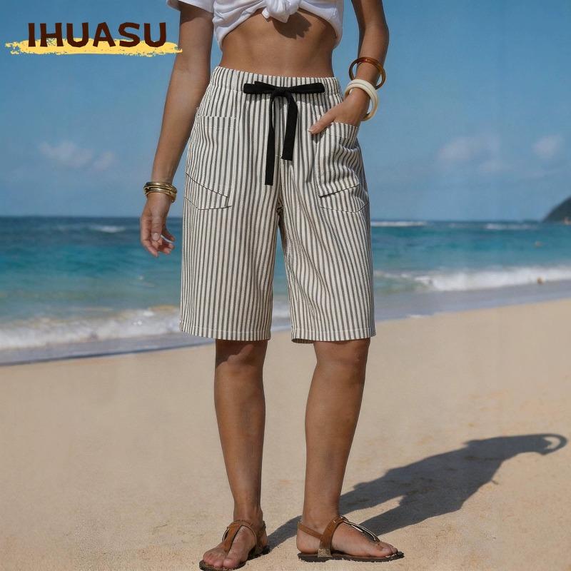 IHUASU Pantalones y capris con estampado de color sólido informal a la moda para mujer