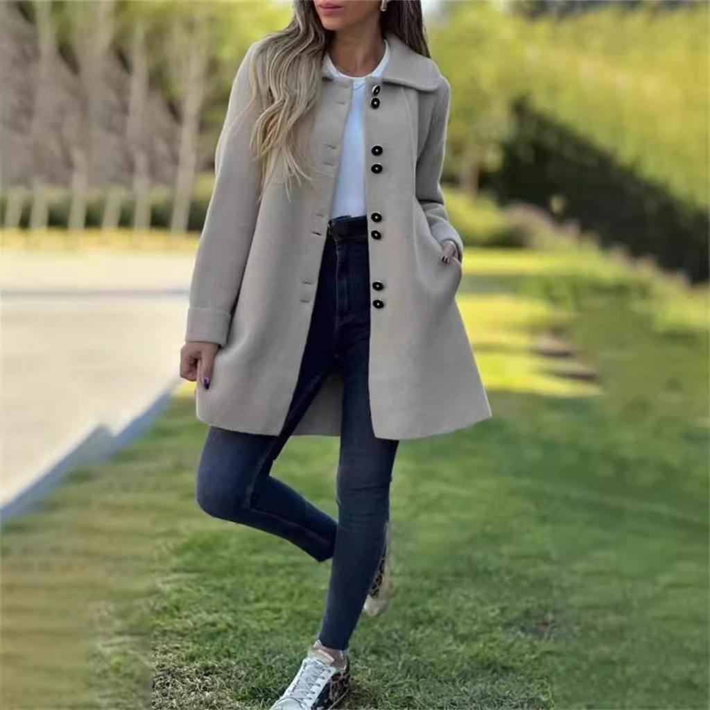 Chaqueta de tweed de mujer de otoño e invierno Chaqueta cálida de terciopelo de un solo pecho