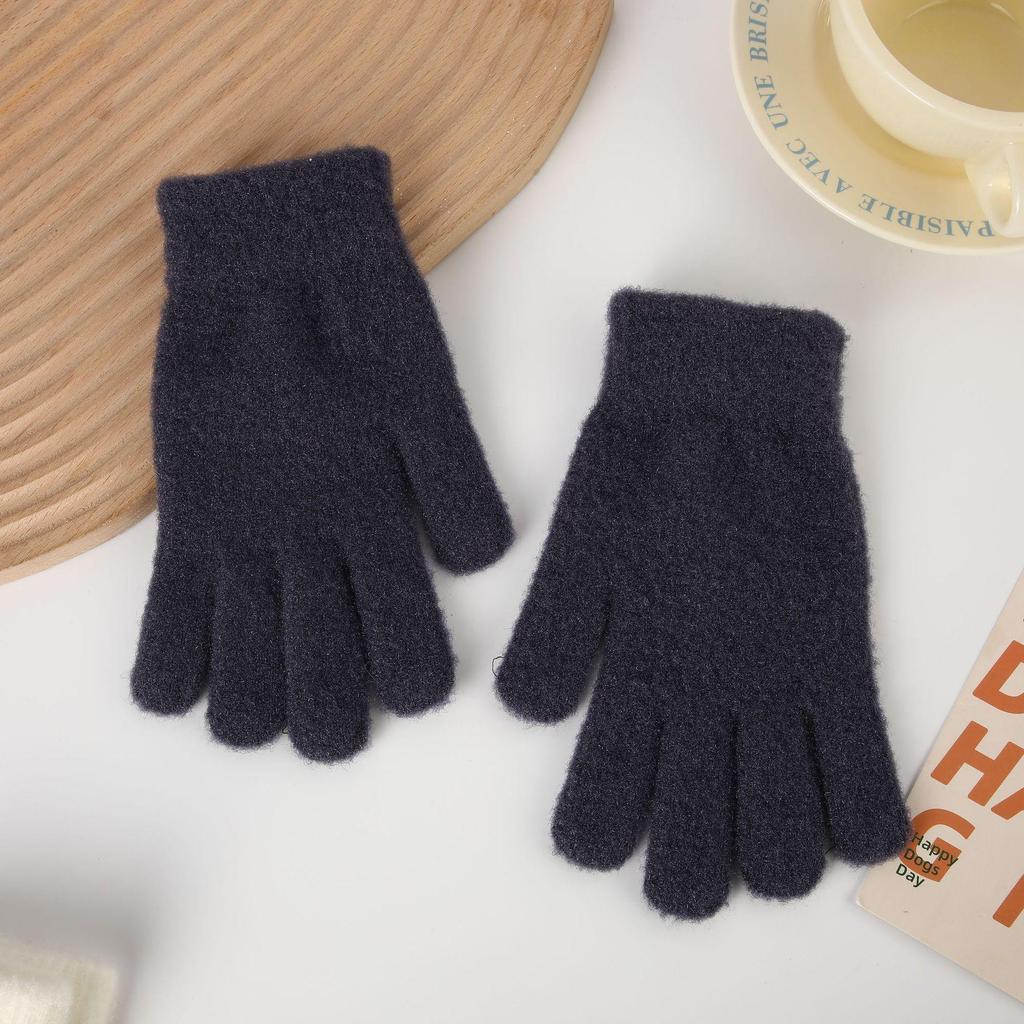 Winter Faux Rabbit Fur Knit Gloves for Women - Plush, Warm, Velvet-Lined, Five-Finger Design, Cute for Students and Ins Style