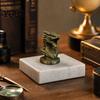 Desktop Dragon Decoration Head Figurine, 3D Printed Fantasy Statue, Mythical Black Sculpture Animal for Home Office Desk Decor, Gift Collectors Scale
