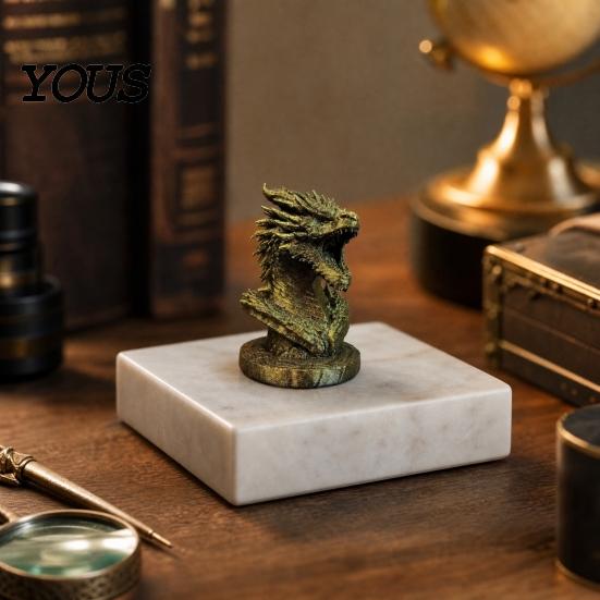 Desktop Dragon Decoration Head Figurine, 3D Printed Fantasy Statue, Mythical Black Sculpture Animal for Home Office Desk Decor, Gift Collectors Scale