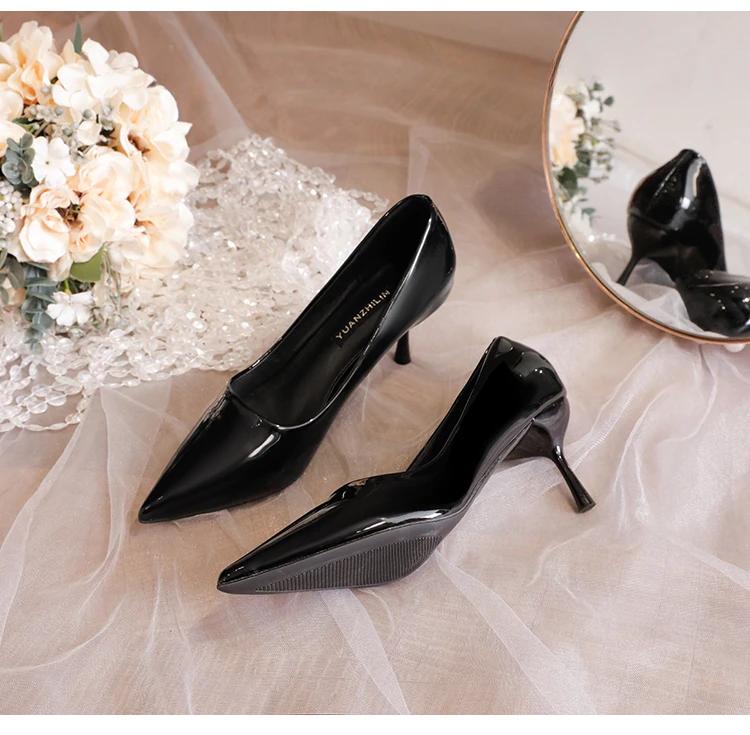 Módní boty Kůže Dámské lodičky Sexy vysoké podpatky Špičaté Dámské párty boty Stiletta Dámské podpatky Módní svatební boty