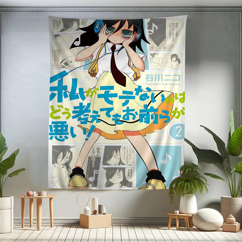 Anime Cartoon KKuroki TTomoko DIY Wall Tapestry Hanging Tarot Hippie Wall Rugs Dorm INS Home Decor