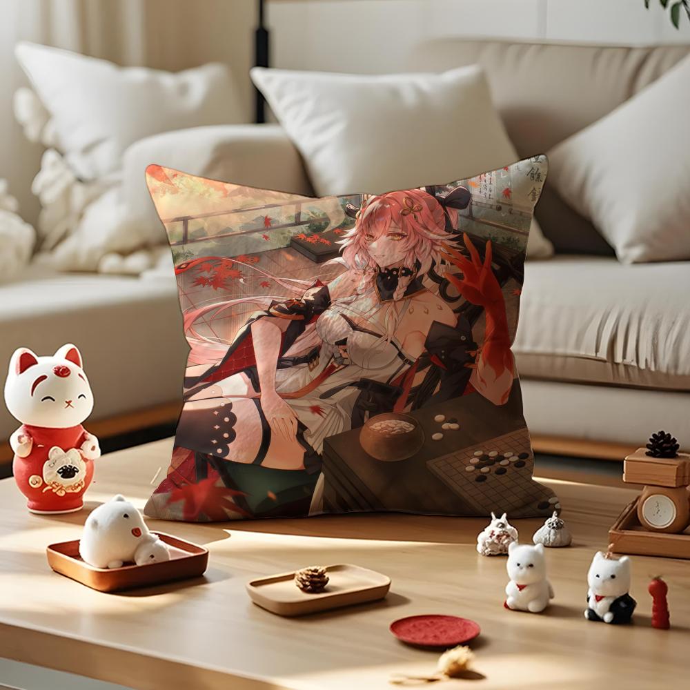 

Game Wuthering Waves Changli Cushion Cover Silky Short Plush with Invisible Zipper Dustproof Sofa Pillow Cover for Home Decor 30x30cm