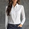 New Autumn Solid Color Long-sleeved Versatile Shirt Lapel Satin Shirt