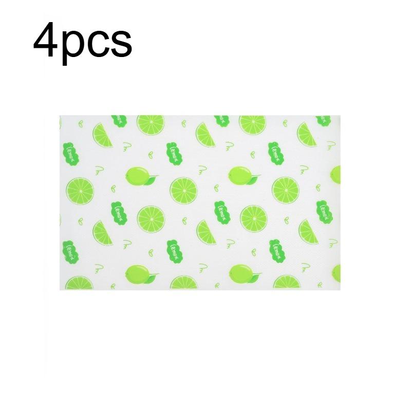 

4pcs Waterproof Refrigerator Liner Set - Moisture-Proof, Non-Slip, Washable, Reusable, EVA Material, Novel Lemon Pattern