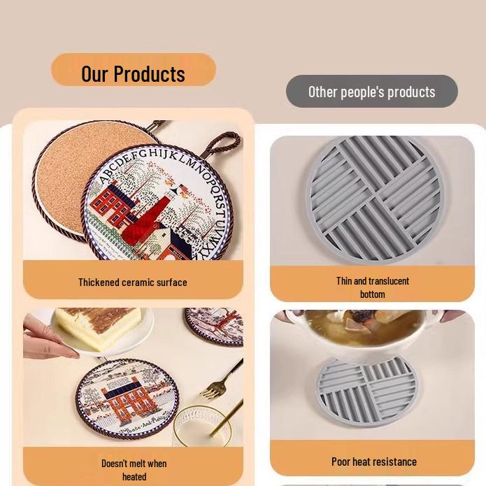 High-Temperature Resistant Retro Enamel Pot Mat – Anti-Scald Pad for Ceramic Tableware