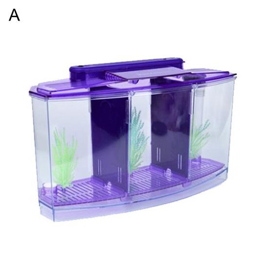 Multifunctional Acrylic Split Fish Tank Breed Box with LED Light Imitation Plant