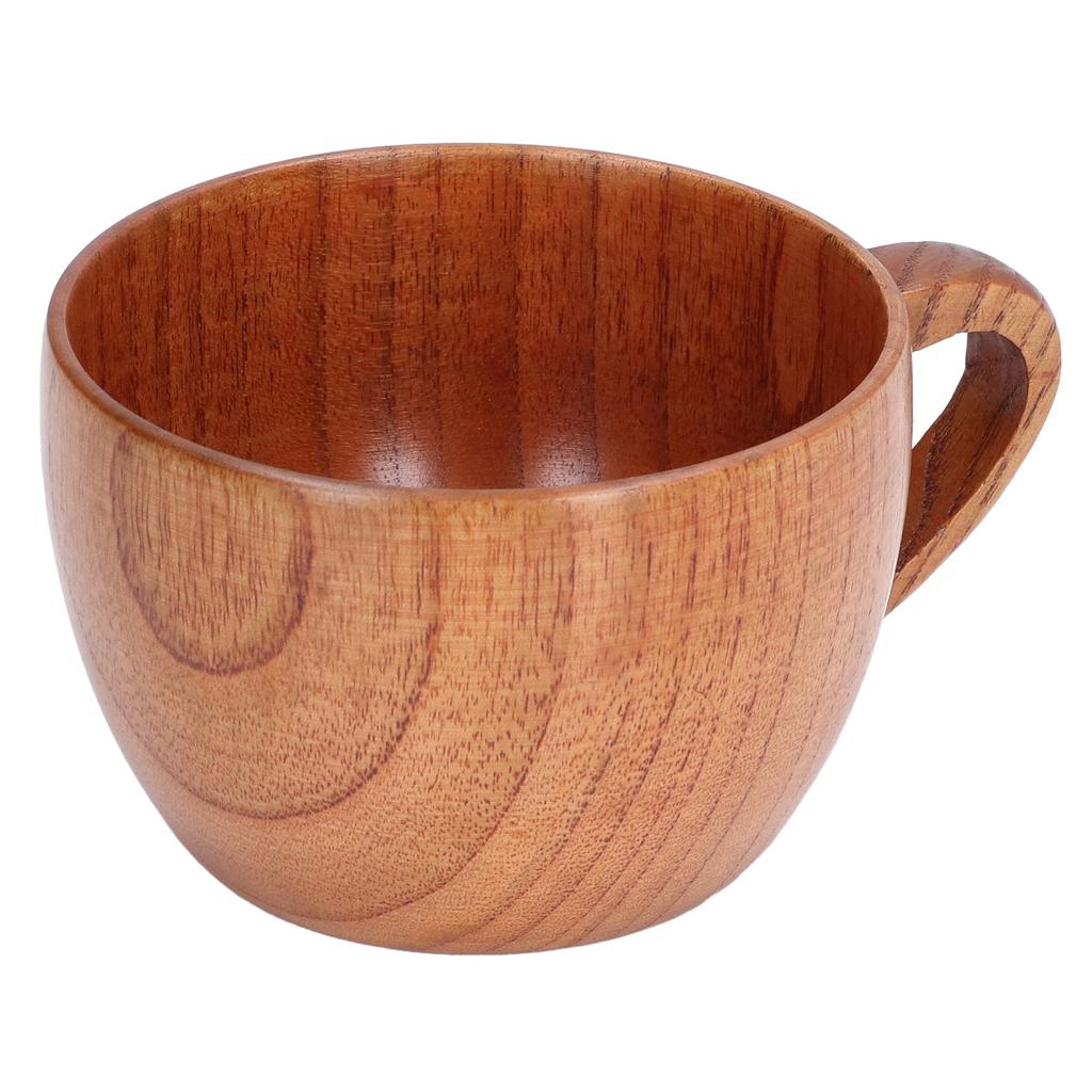 200ml Big Belly Wood Water Cup Simple Tea Wine Coffee Mug Classical Wooden Cup with Handle for Kitchen Study