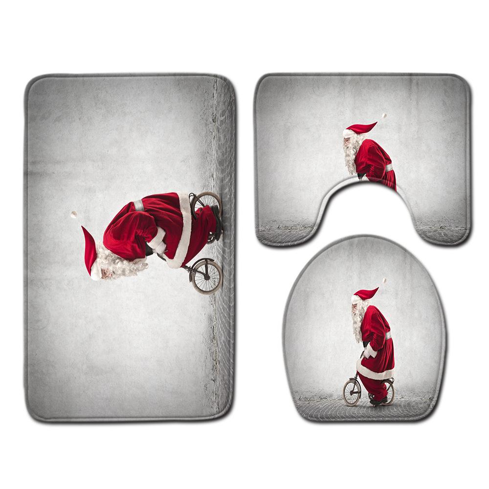 Christmas Bathroom Floor Mat Toilet Three-Piece Set