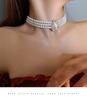 Twist winding multi-layer pearl necklace French retro fashion temperament collarbone chain personalized versatile design sense necklace