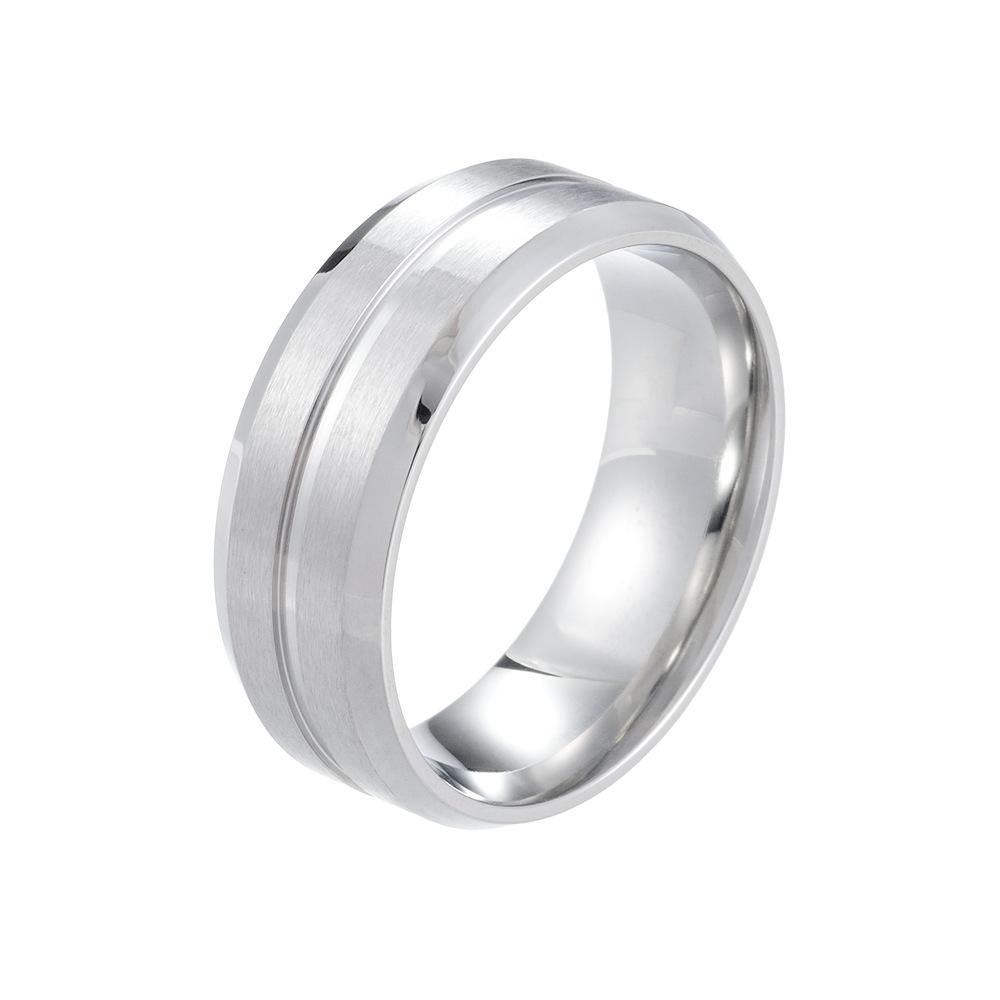 Trendy Men s Simple Slotted Titanium Steel Ring, Cross-border Matte Fashion Personalized Men s 316L Stainless Steel Ring 6