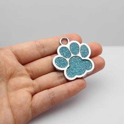 30pcs/lot 40mm Big Paw Print Pendant Charms For Jewelry Making Glitter Hang Charm DIY Keychain Pet Collar Accessories