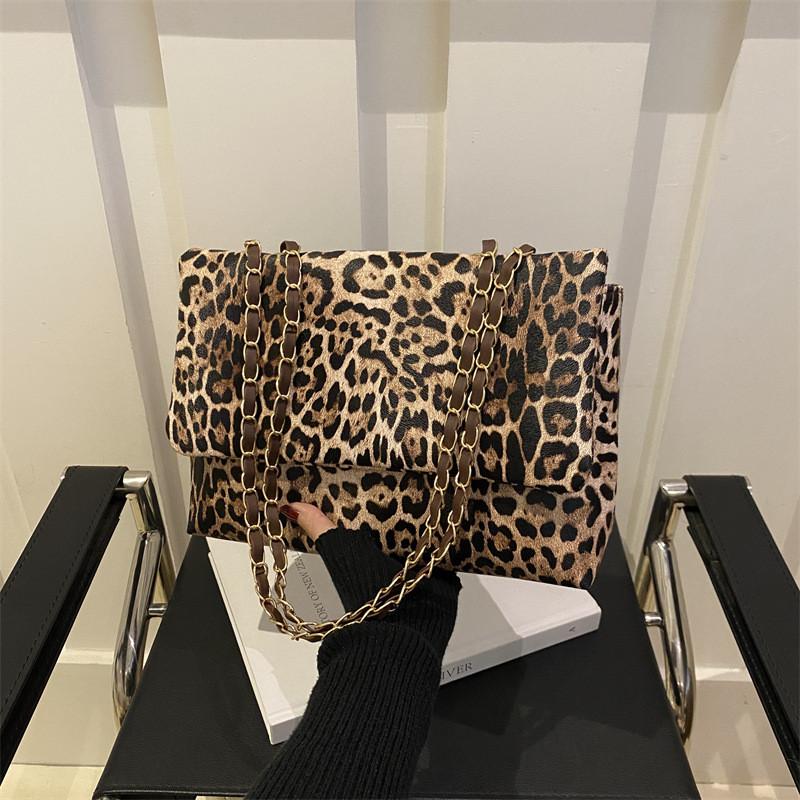 Stylish Black And Brown Small Square Handbag For Women With Chic Leopard Print Design