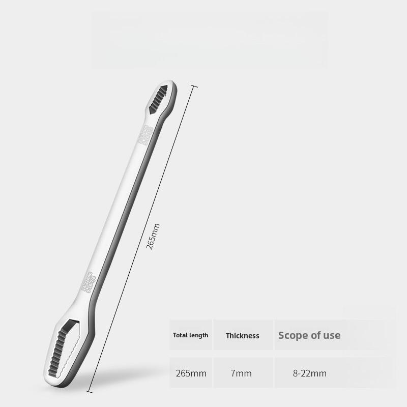 1pc Universal Wrench Multifunctional Self-tightening Wrench Double-ended Stay-board Plum Blossom Fast-moving серебряный