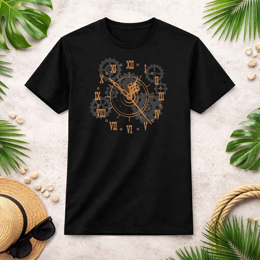Vintage Steampunk Clock Gears Steampunk T-Shirt S-4XL S