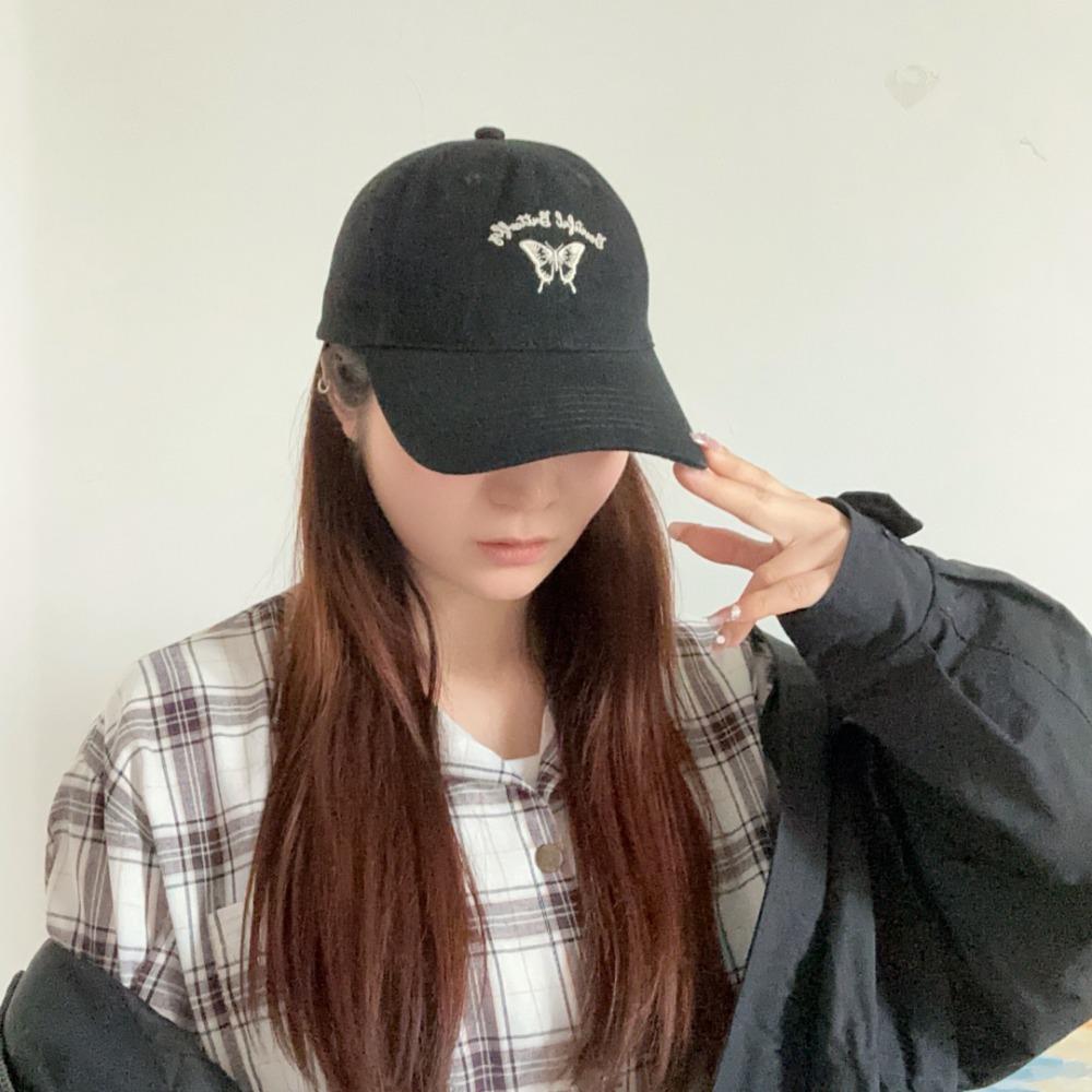 Cotton Butterfly Embroidered Hat Adjustable Women Peaked Cap Simple Y2k Baseball Hat  Outdoor