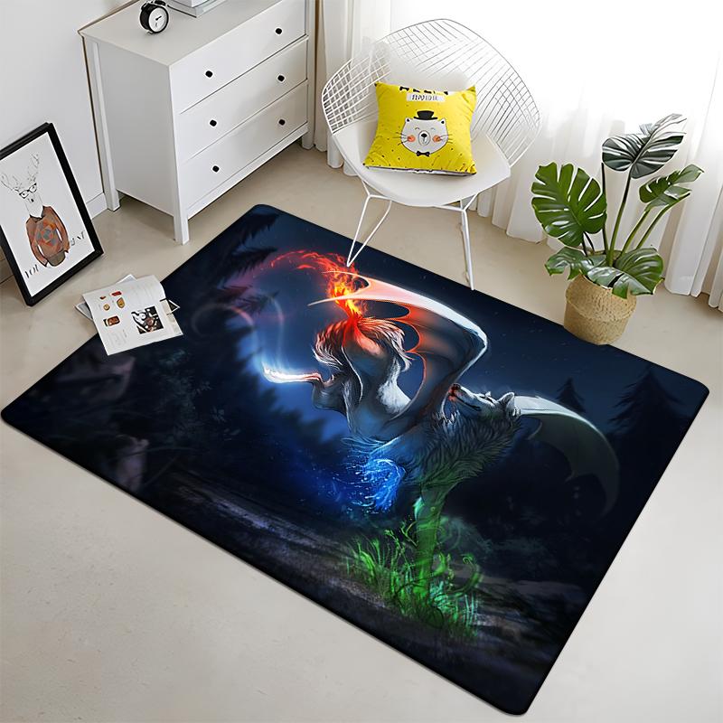 3D Wolf Carpet Forest Moon Night Floor Mats for Living Room Bedroom Entrance Door Mat Rug Non-slip Chair Mats Bathroom Carpet