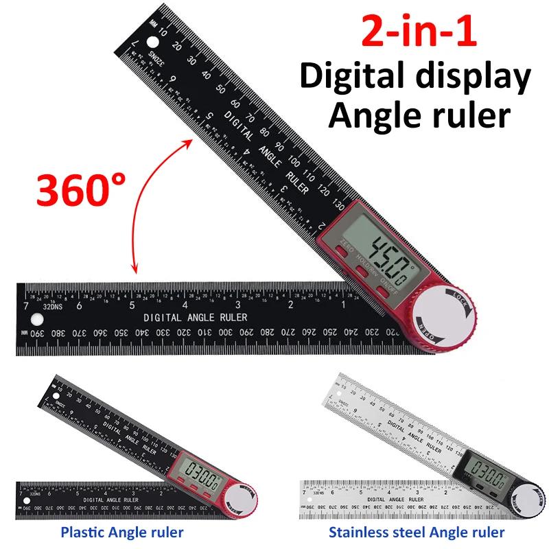 2-in-1 Digital Angle Ruler Inclinometer Protractor Goniometer 360° Plastic/Stainless Steel Gauge Angle finder Measurement Tool
