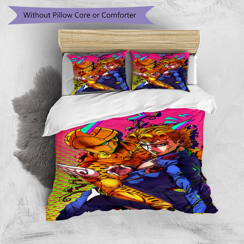 3pcs JoJo's Bizarre Adventure Pattern Bedding Set Duvet Cover Set Includes Duvet Cover &pillowcases, Perfect All Season Bedroom Decoration & Gift