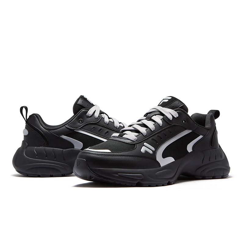 FILA Fusion Raceup Breathable Low-Top Casual Shoes Men sneakers Black Silver T12M531601FBS